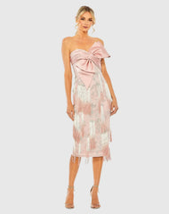 Pink Bow Front Ombre Fringe Detailed Dress - FINAL SALE