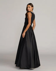 Black Embellished High Neck Sleeveless A Line Gown
