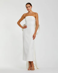 Strapless Crepe Sheath Dress with Bow